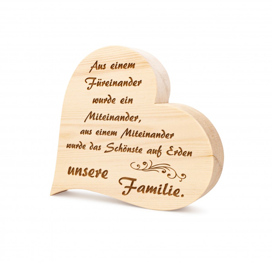 Zirbenherz Unsere Familie 20cm Zirbenherzen Holzdeko - Lasergravur - Holzgravur - Geschenk