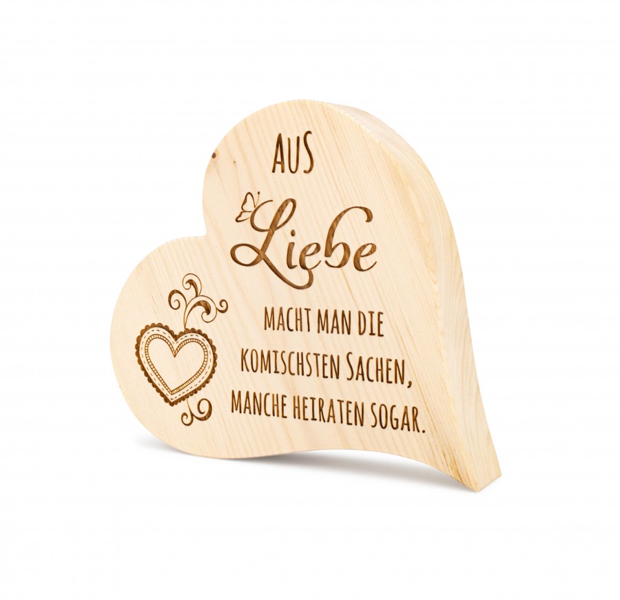 Zirbenherz Aus Liebe 20cm Zirbenherzen Holzdeko - Lasergravur - Holzgravur - Geschenk