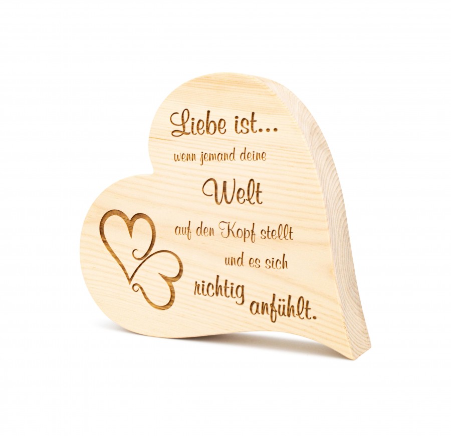 Zirbenherz Liebe ist 20cm Zirbenherzen Holzdeko - Lasergravur - Holzgravur - Geschenk