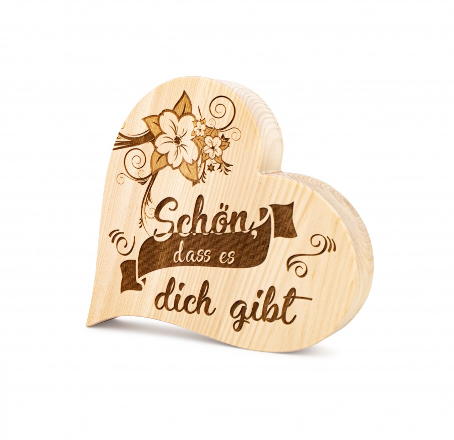 Zirbenherz Schön, dass...20cm Zirbenherzen Holzdeko - Lasergravur - Holzgravur - Geschenk