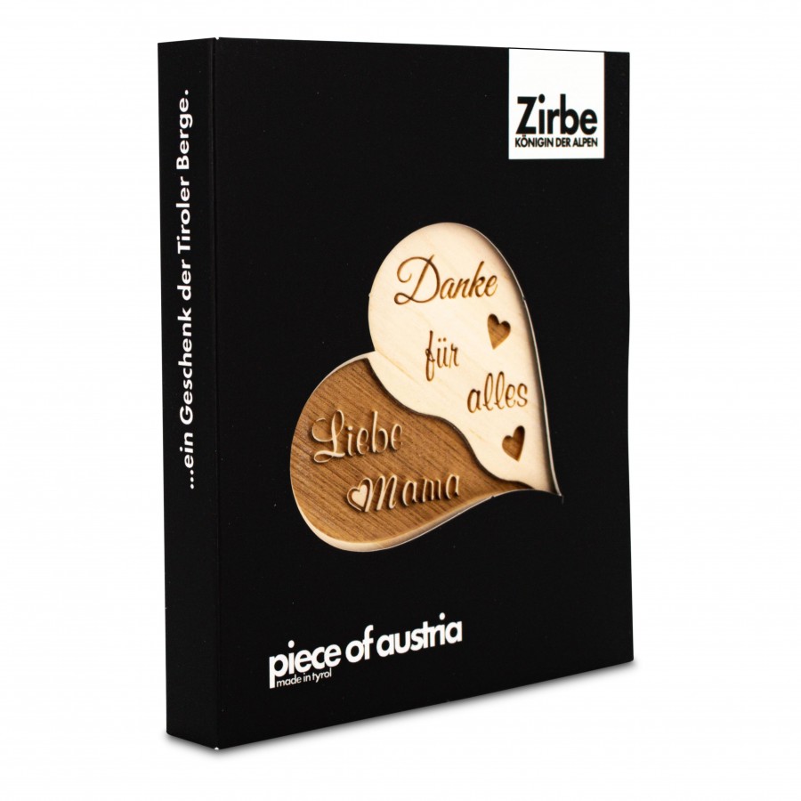 Zirbenherz Mini Danke für alles Liebe Mama Zirbenherzen Holzdeko - Lasergravur - Holzgravur - Geschenk