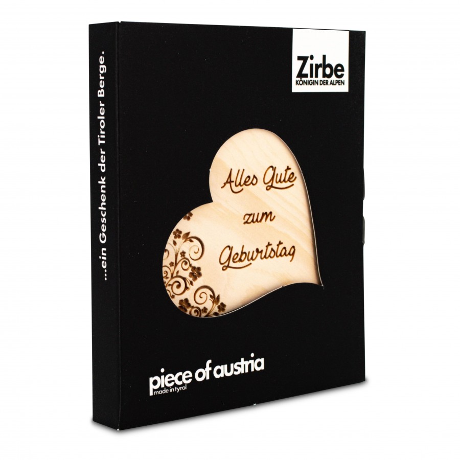 Zirbenherz Mini Alles Gute zum Geburtstag Zirbenherzen Holzdeko - Lasergravur - Holzgravur - Geschenk