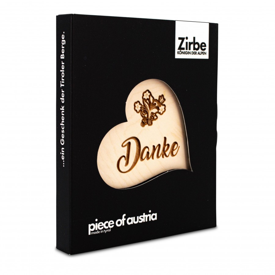 Zirbenherz Mini Danke Zirbenherzen Holzdeko - Lasergravur - Holzgravur - Geschenk