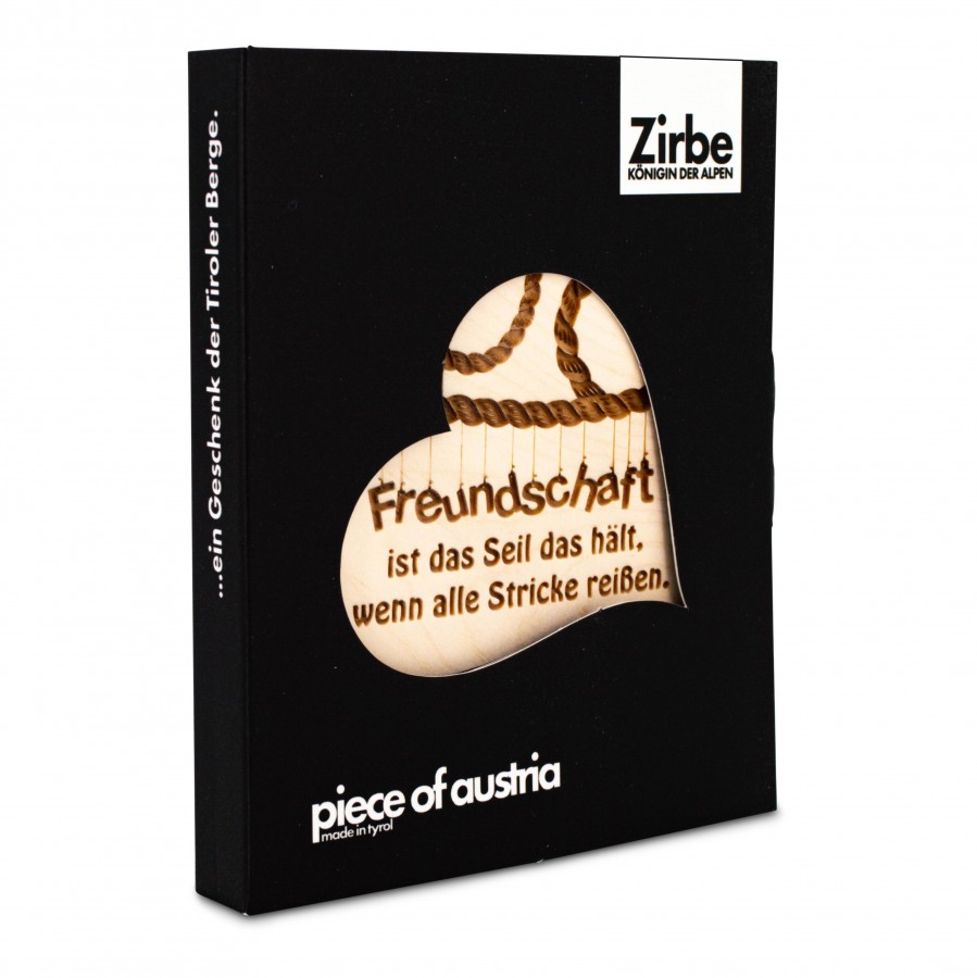Zirbenherz Mini Freundschaft ist das Seil ... Zirbenherzen Holzdeko - Lasergravur - Holzgravur - Geschenk