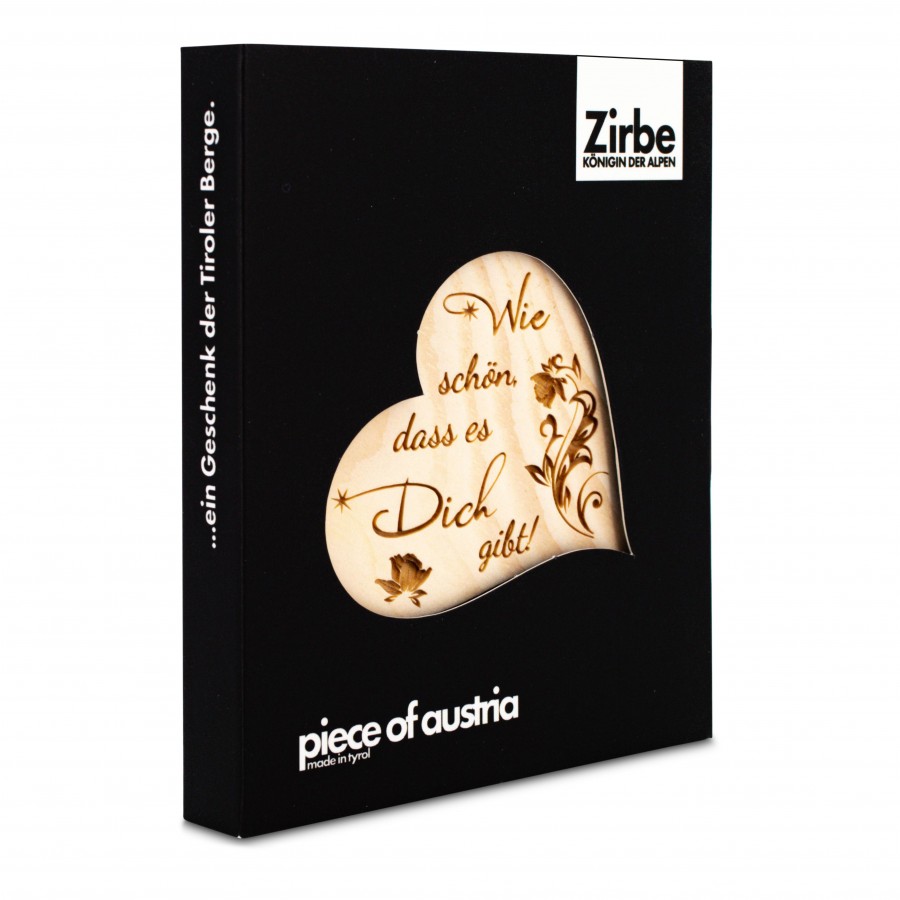 Zirbenherz Mini Wie schön, dass ... Zirbenherzen Holzdeko - Lasergravur - Holzgravur - Geschenk