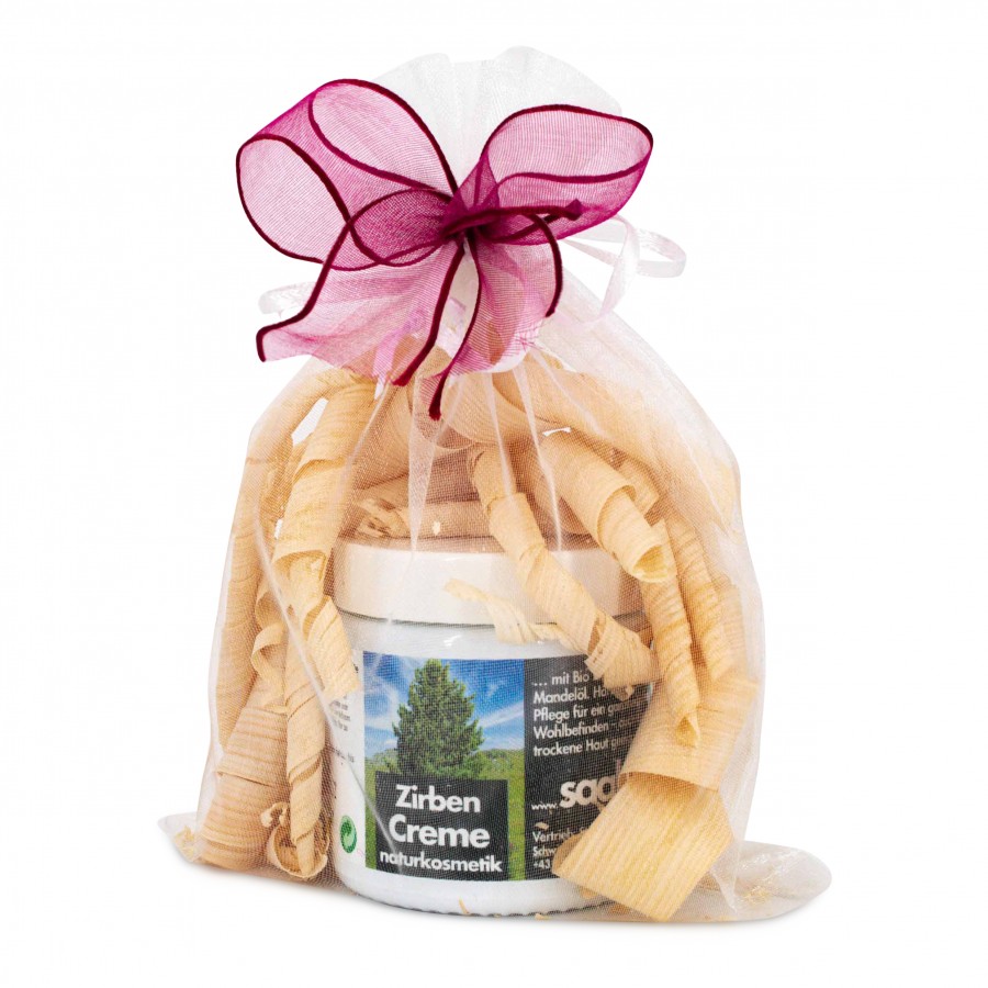 Geschenkset Zirben Creme Zirbendüfte Holzdeko - Lasergravur - Holzgravur - Geschenk