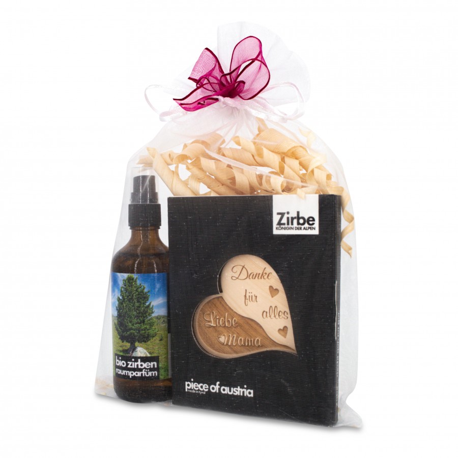 Geschenkset Zirbenduft mit Herz Zirbendüfte Holzdeko - Lasergravur - Holzgravur - Geschenk