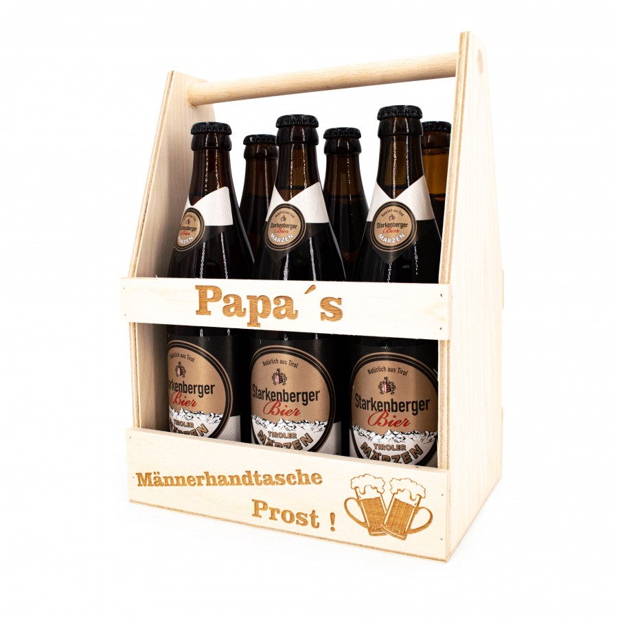 Männerhandtasche mit Papa Gravur Geschenkideen Holzdeko - Lasergravur - Holzgravur - Geschenk
