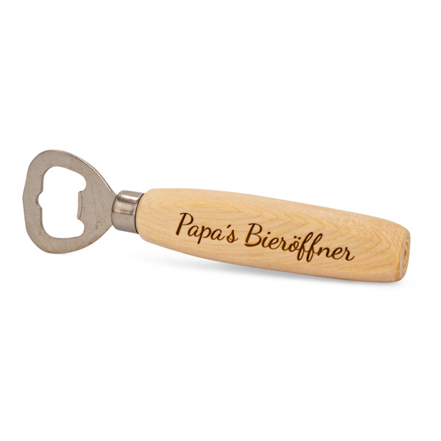 Flaschenöffner aus Zirbe Papa´s Bieröffner Geschenkideen Holzdeko - Lasergravur - Holzgravur - Geschenk