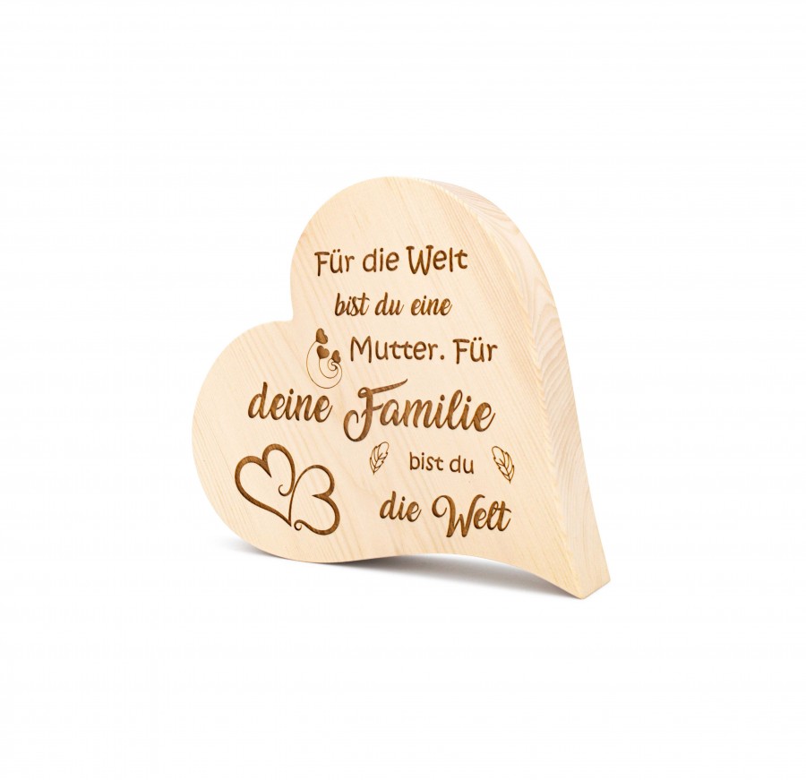 Zirbenherz Für die Welt bist du eine Mutter 12cm Zirbenherzen Holzdeko - Lasergravur - Holzgravur - Geschenk