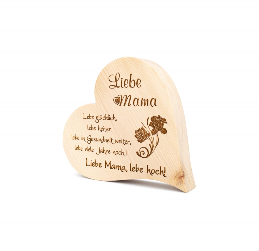 Zirbenherz Liebe Mama 12cm Zirbenherzen Holzdeko - Lasergravur - Holzgravur - Geschenk