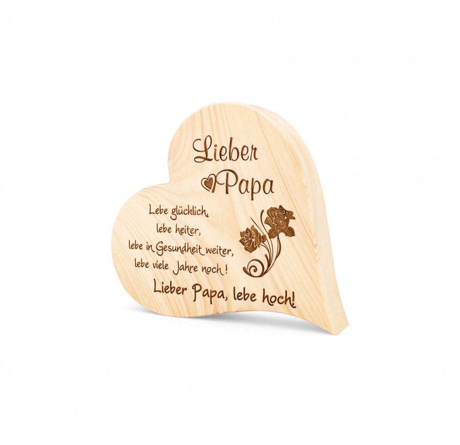 Zirbenherz Lieber Papa 12cm Zirbenherzen Holzdeko - Lasergravur - Holzgravur - Geschenk