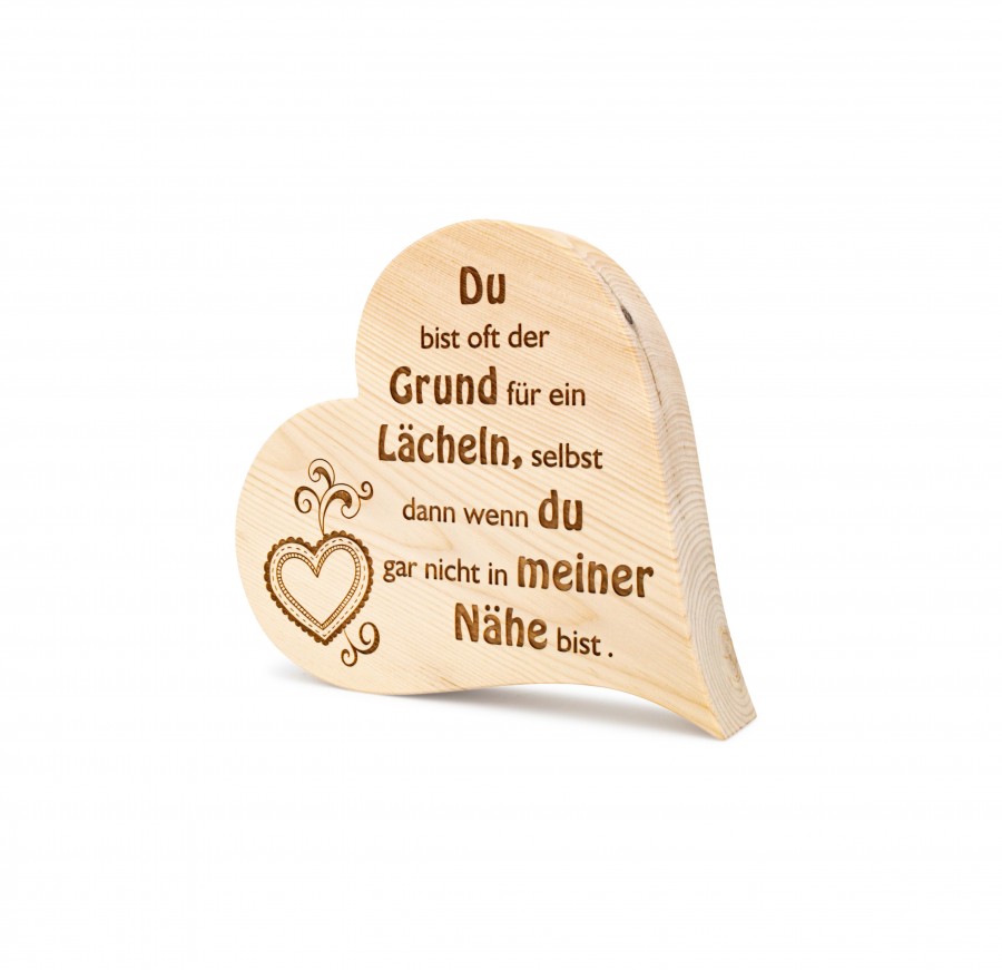 Zirbenherz Du bist oft der Grund 12cm Zirbenherzen Holzdeko - Lasergravur - Holzgravur - Geschenk