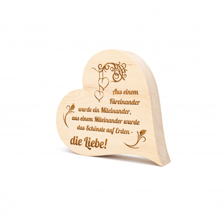 Zirbenherz Die Liebe füreinander 12cm Zirbenherzen Holzdeko - Lasergravur - Holzgravur - Geschenk