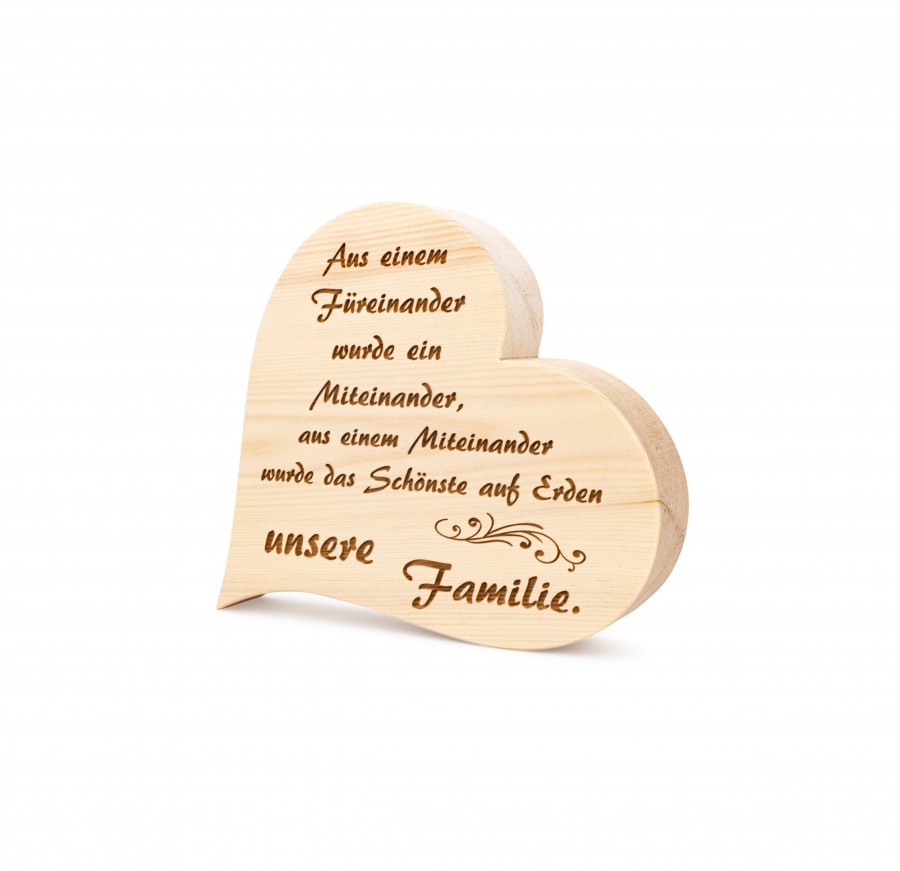 Zirbenherz Familie füreinander 12cm Zirbenherzen Holzdeko - Lasergravur - Holzgravur - Geschenk
