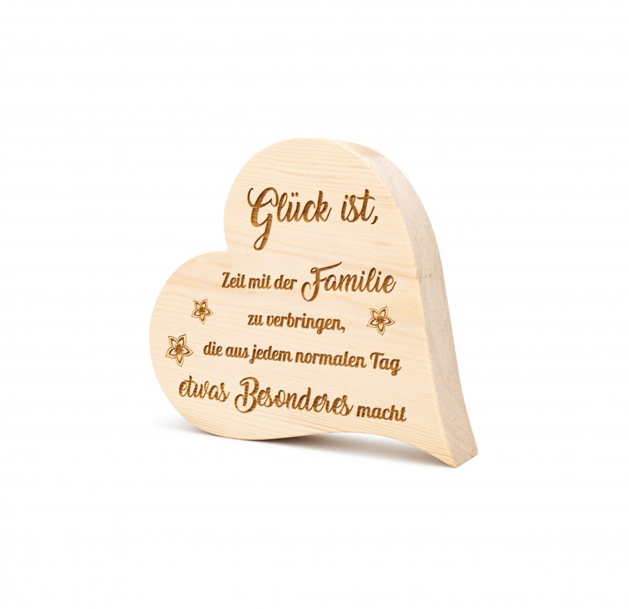 Zirbenherz Glück ist...12cm Zirbenherzen Holzdeko - Lasergravur - Holzgravur - Geschenk