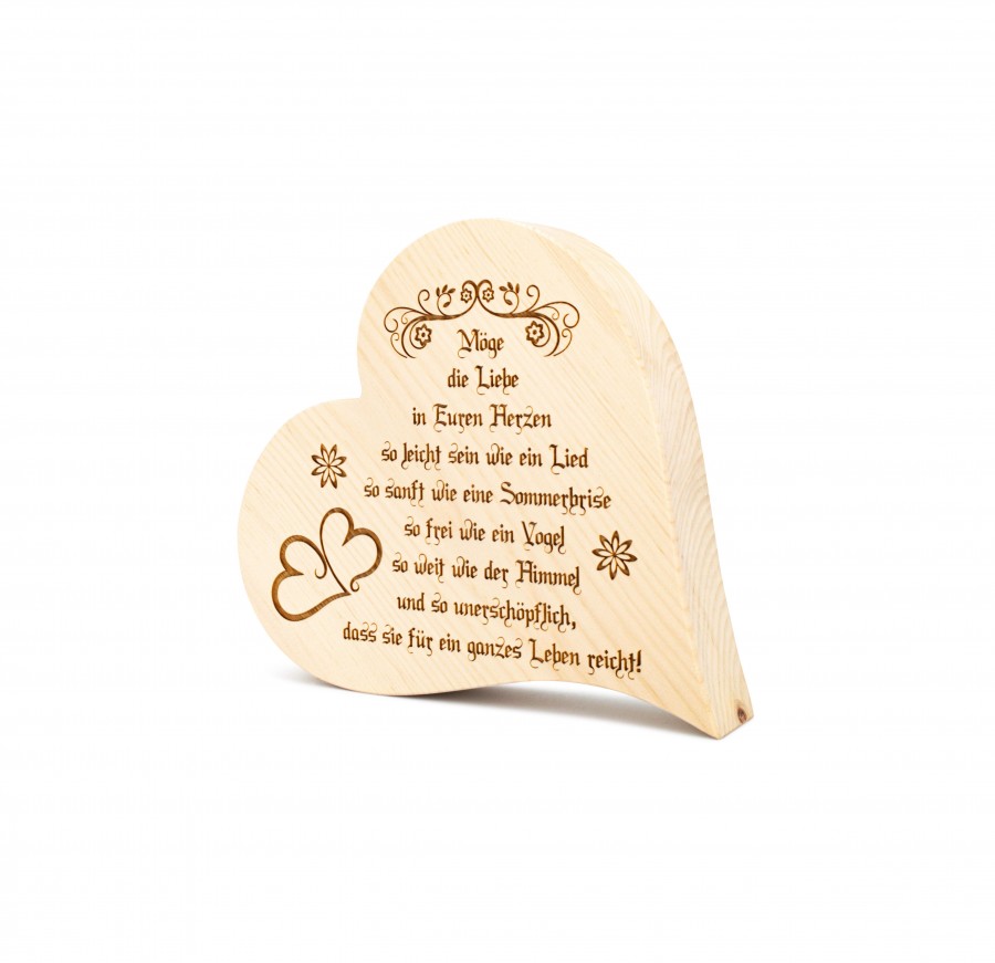 Zirbenherz Möge die Liebe 12cm Zirbenherzen Holzdeko - Lasergravur - Holzgravur - Geschenk