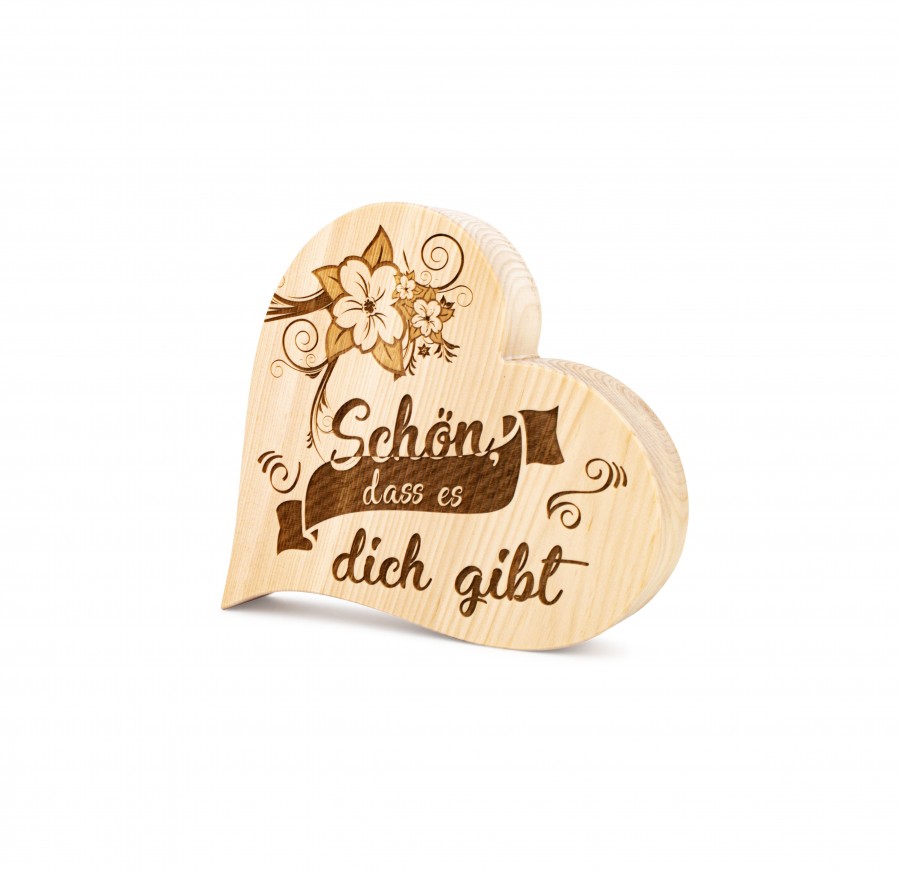 Zirbenherz Schön, dass es...12cm Zirbenherzen Holzdeko - Lasergravur - Holzgravur - Geschenk