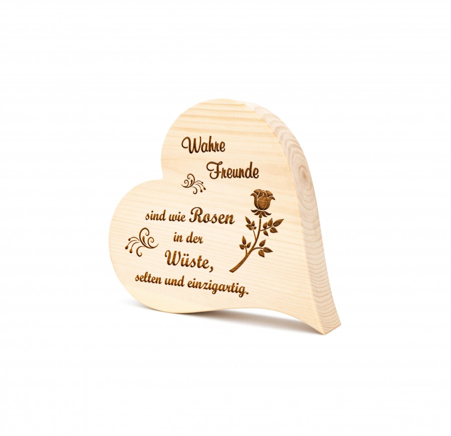 Zirbenherz Wahre Freunde 12cm Zirbenherzen Holzdeko - Lasergravur - Holzgravur - Geschenk