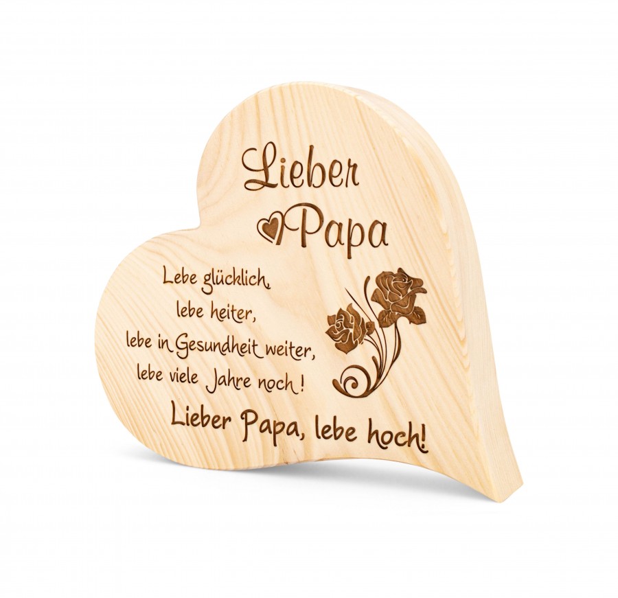 Zirbenherz Lieber Papa 25cm Zirbenherzen Holzdeko - Lasergravur - Holzgravur - Geschenk