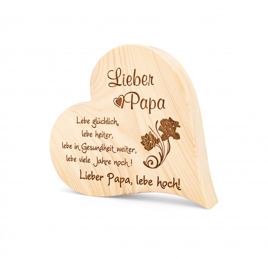 Zirbenherz Lieber Papa 20cm Zirbenherzen Holzdeko - Lasergravur - Holzgravur - Geschenk
