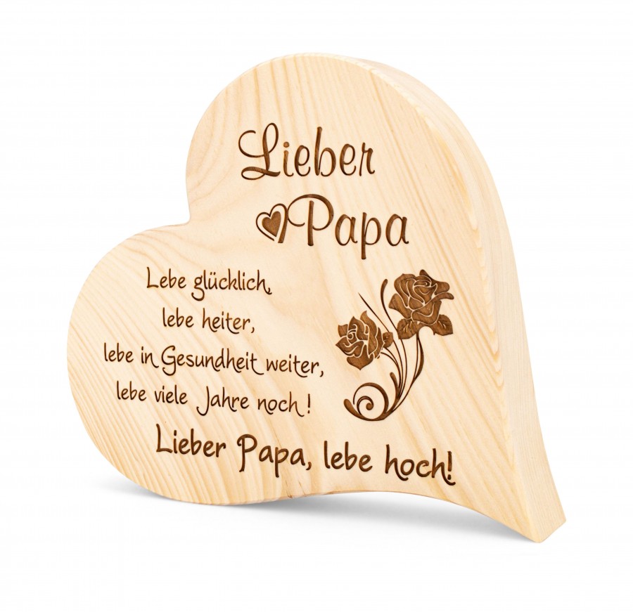 Zirbenherz Lieber Papa 30cm Zirbenherzen Holzdeko - Lasergravur - Holzgravur - Geschenk