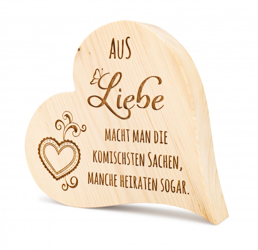 Zirbenherz Aus Liebe 30cm Zirbenherzen Holzdeko - Lasergravur - Holzgravur - Geschenk