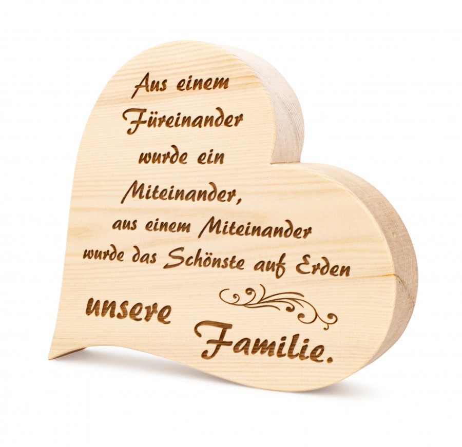 Zirbenherz Unsere Familie 30cm Zirbenherzen Holzdeko - Lasergravur - Holzgravur - Geschenk