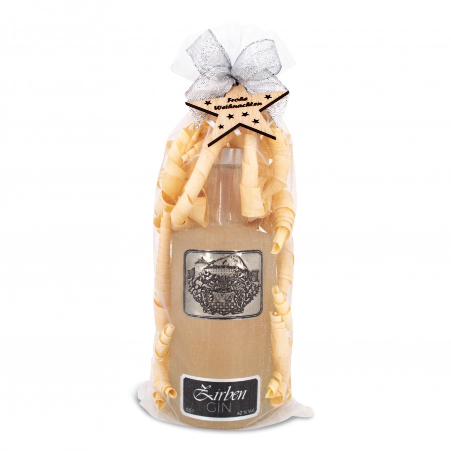Geschenkset Weihnachten Zirben Gin Geschenkideen Holzdeko - Lasergravur - Holzgravur - Geschenk