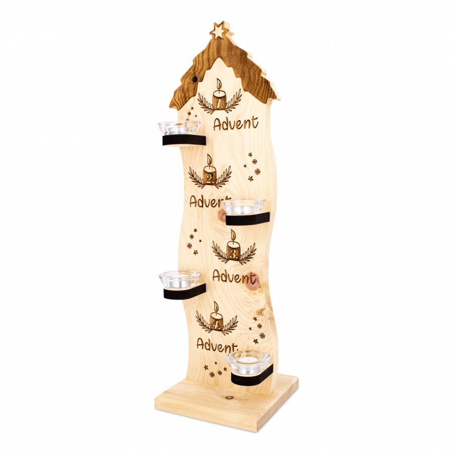 Adventaufsteller aus Zirbenholz Geschenkideen Holzdeko - Lasergravur - Holzgravur - Geschenk