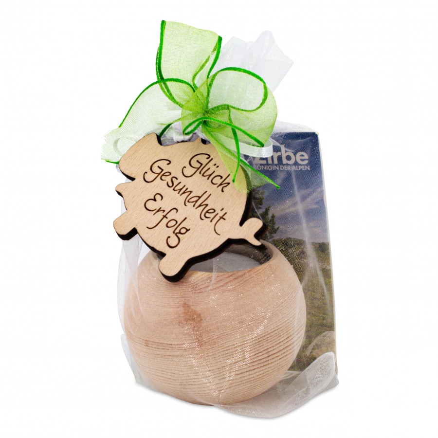 Teelichthalter aus Zirbenholz Schwein Glück Geschenkideen Holzdeko - Lasergravur - Holzgravur - Geschenk