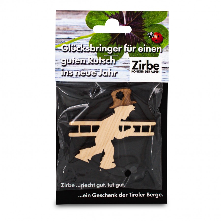 Glücksbringer aus Zirbe Kaminkehrer Geschenkideen Holzdeko - Lasergravur - Holzgravur - Geschenk