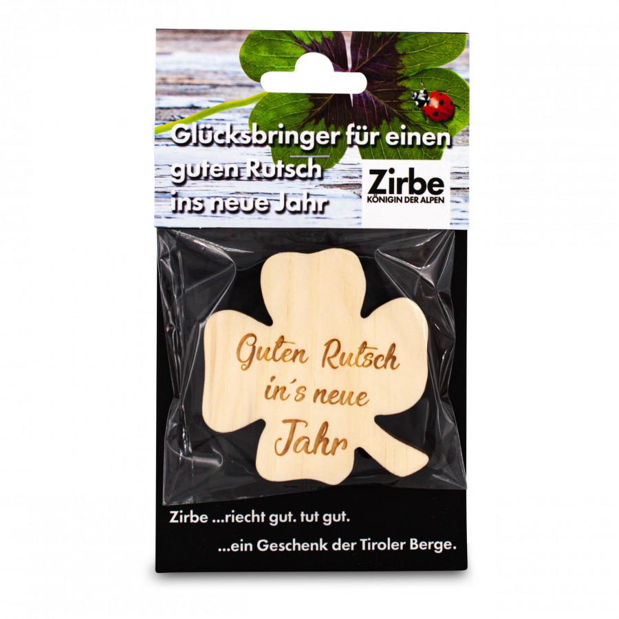 Glücksbringer aus Zirbe Glücksklee Geschenkideen Holzdeko - Lasergravur - Holzgravur - Geschenk