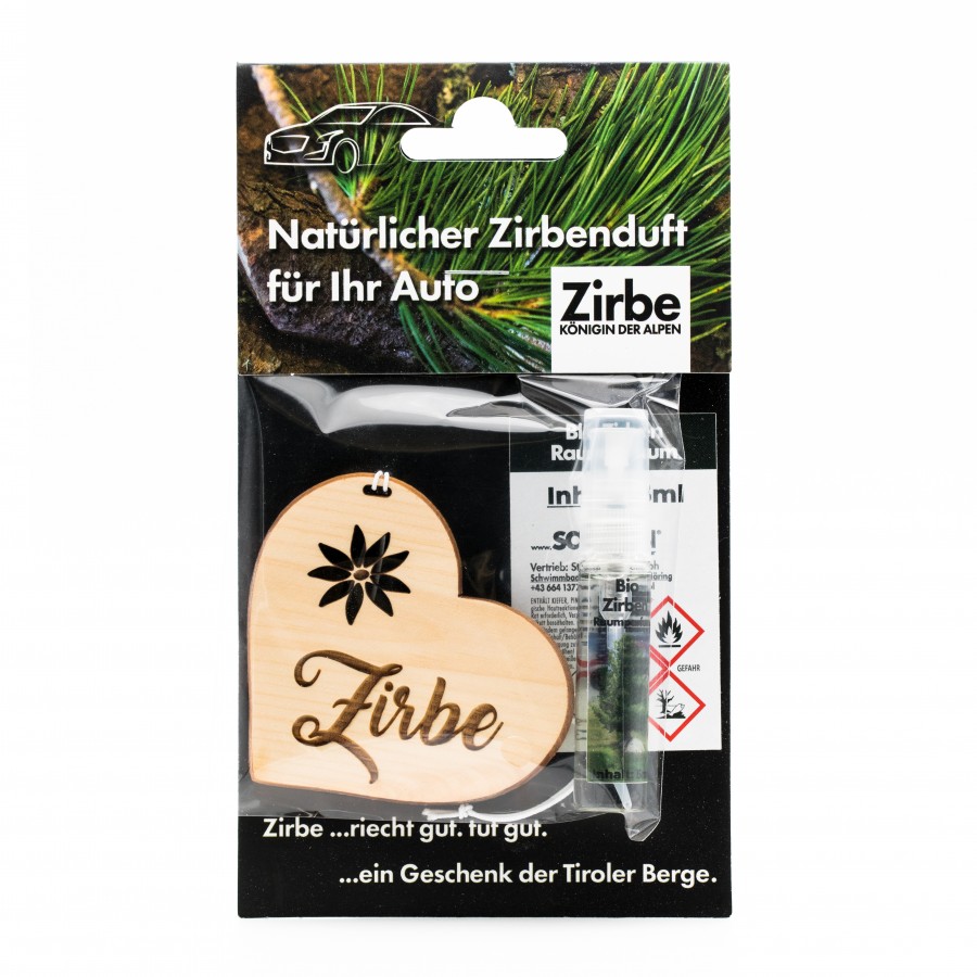 Natürlicher Autoduft aus Zirbe Herz Zirbendüfte Holzdeko - Lasergravur - Holzgravur - Geschenk