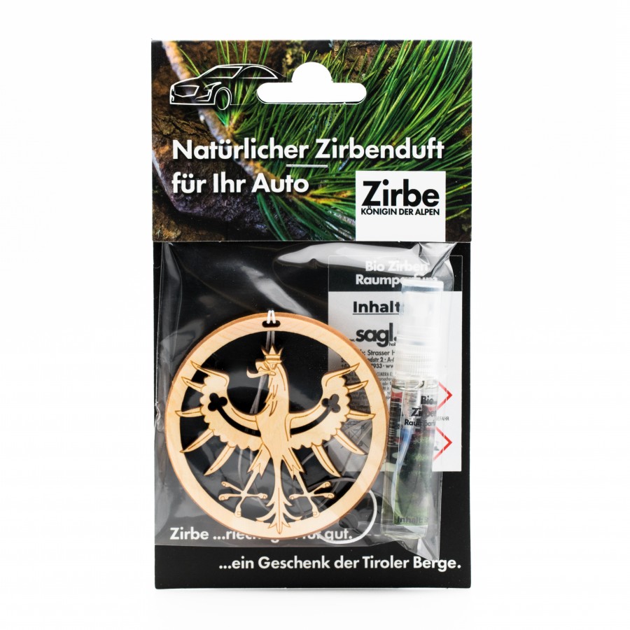 Natürlicher Autoduft aus Zirbe Adler Zirbendüfte Holzdeko - Lasergravur - Holzgravur - Geschenk