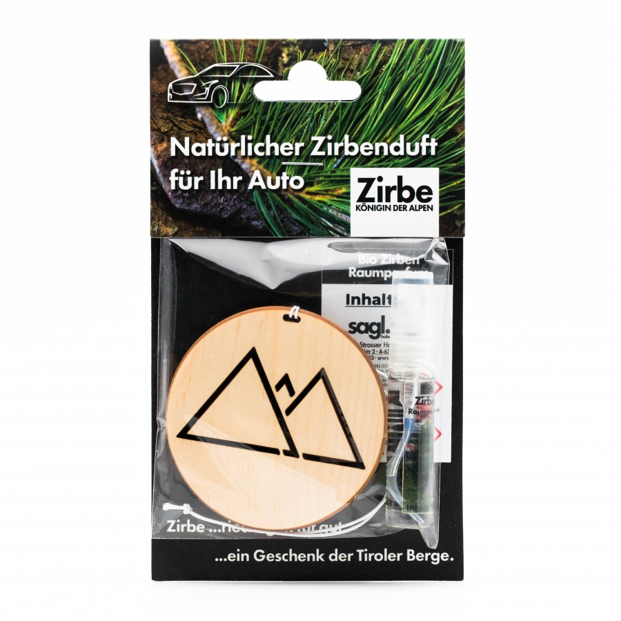 Natürlicher Autoduft aus Zirbe Berge Zirbendüfte Holzdeko - Lasergravur - Holzgravur - Geschenk