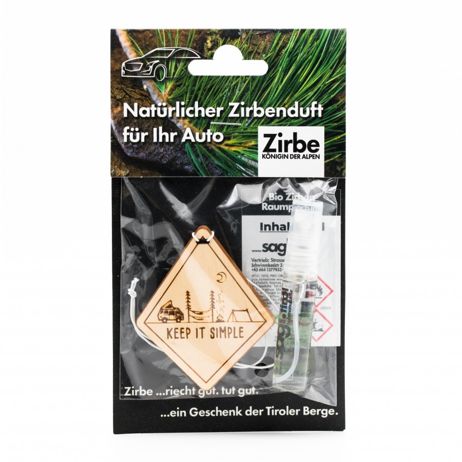 Natürlicher Autoduft aus Zirbe Keep it Simple Zirbendüfte Holzdeko - Lasergravur - Holzgravur - Geschenk