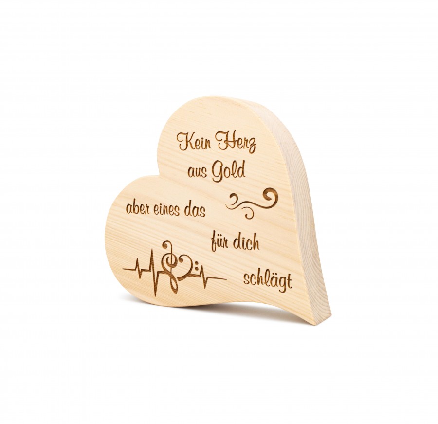 Zirbenherz Kein Herz aus Gold 12cm Geschenkideen Holzdeko - Lasergravur - Holzgravur - Geschenk