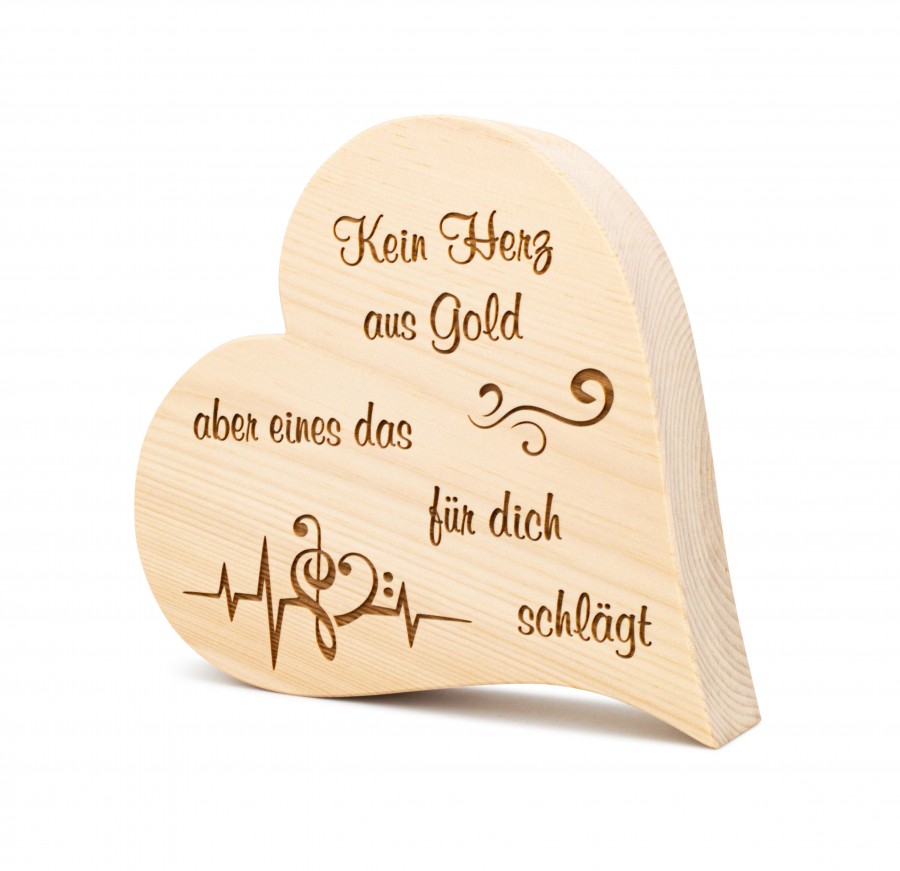 Zirbenherz Kein Herz aus Gold 25cm Geschenkideen Holzdeko - Lasergravur - Holzgravur - Geschenk