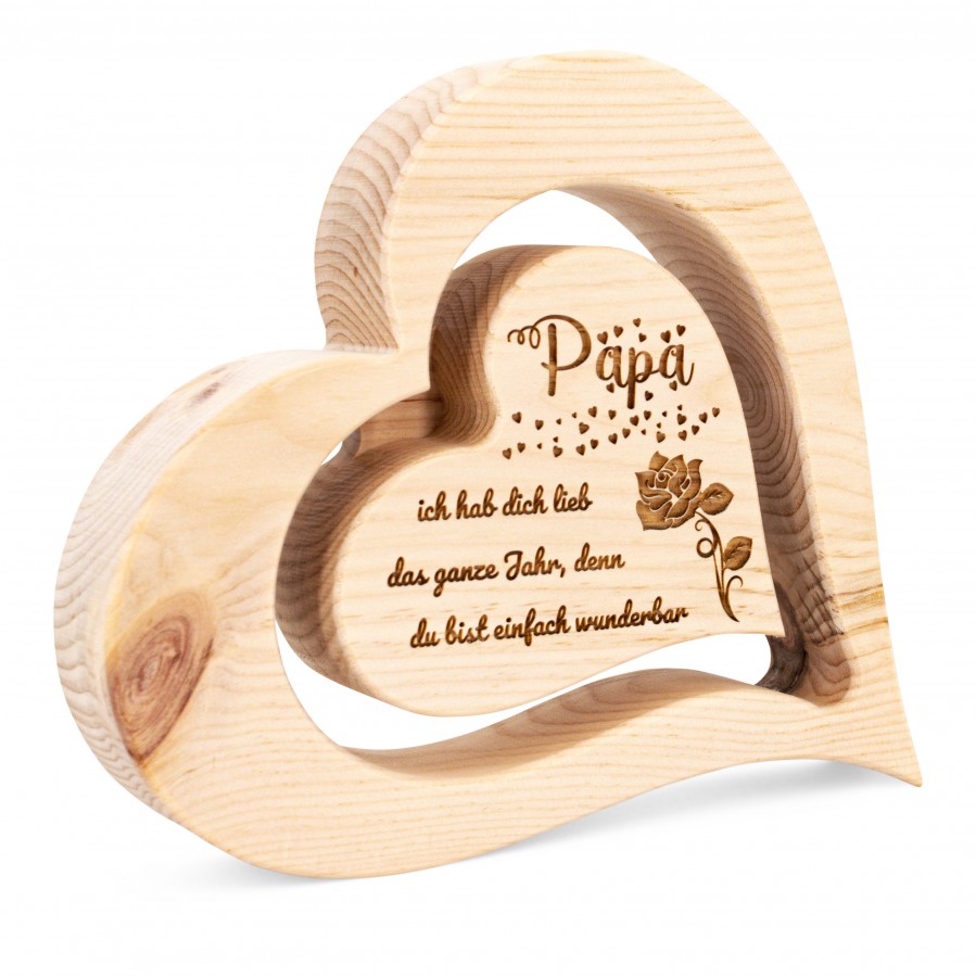 Zirbenherz 20cm Papa ich hab dich lieb Zirbenherzen Holzdeko - Lasergravur - Holzgravur - Geschenk