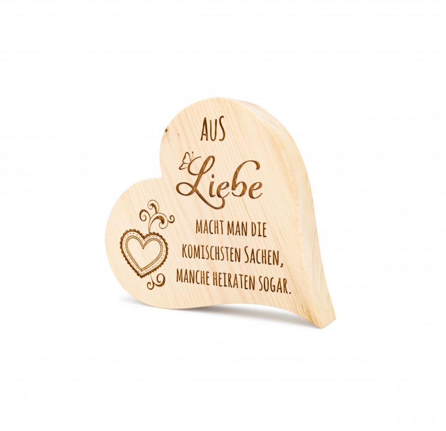 Zirbenherz Aus Liebe 12cm Geschenkideen Holzdeko - Lasergravur - Holzgravur - Geschenk