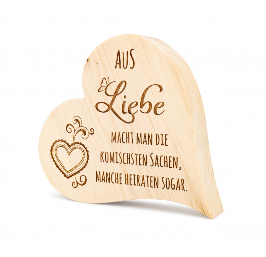 Zirbenherz Aus Liebe 25cm Geschenkideen Holzdeko - Lasergravur - Holzgravur - Geschenk