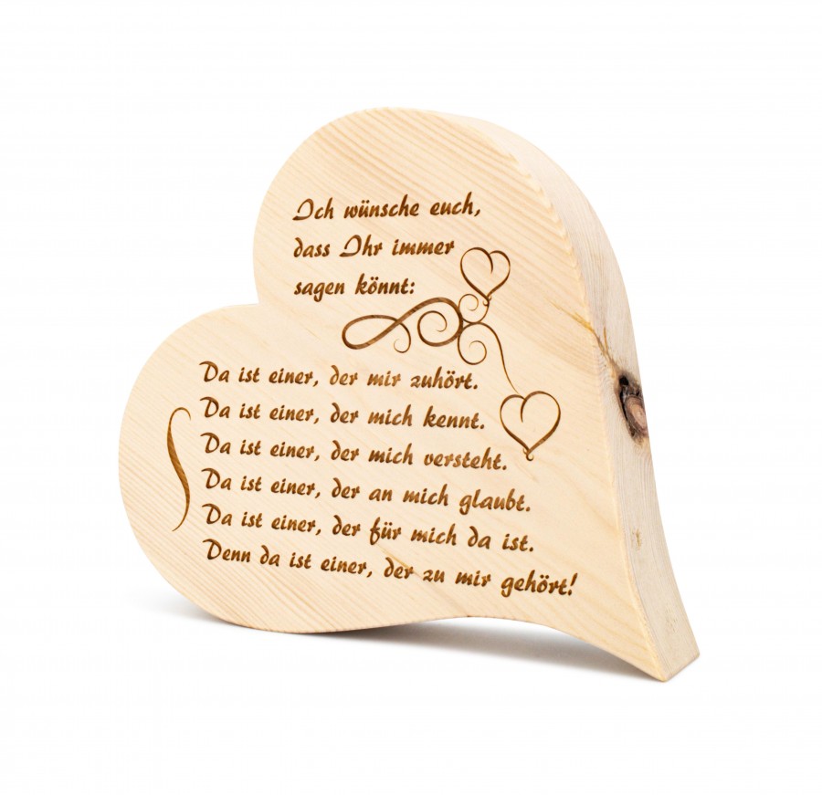 Zirbenherz Ich wünsche euch...25cm Geschenkideen Holzdeko - Lasergravur - Holzgravur - Geschenk