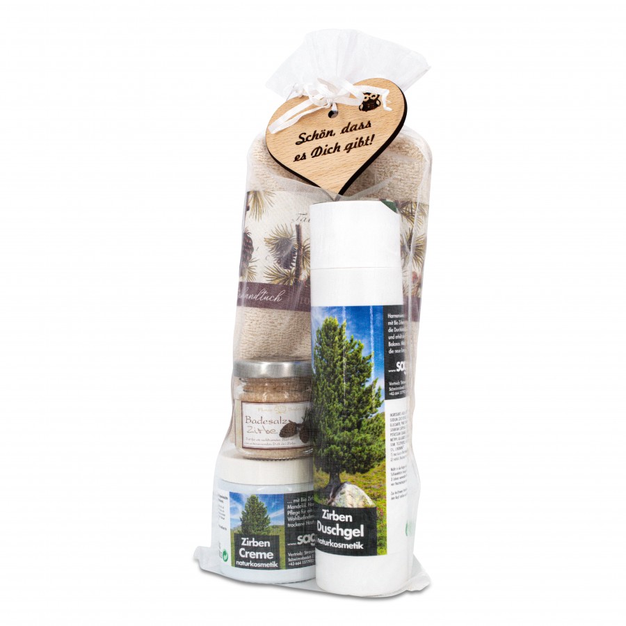 Geschenkset Zirben Wohlfühlset Zirbendüfte Holzdeko - Lasergravur - Holzgravur - Geschenk