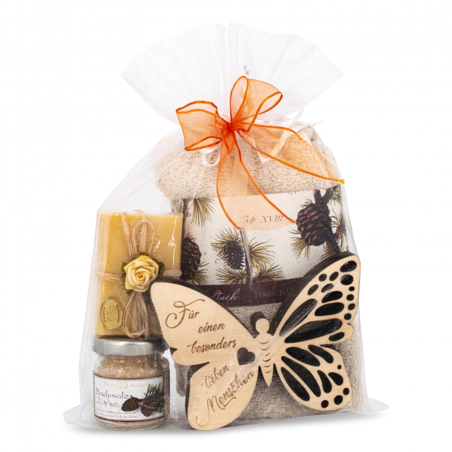 Geschenkset Schmetterling Lieber Mensch Zirbenset Zirbendeko Holzdeko - Lasergravur - Holzgravur - Geschenk