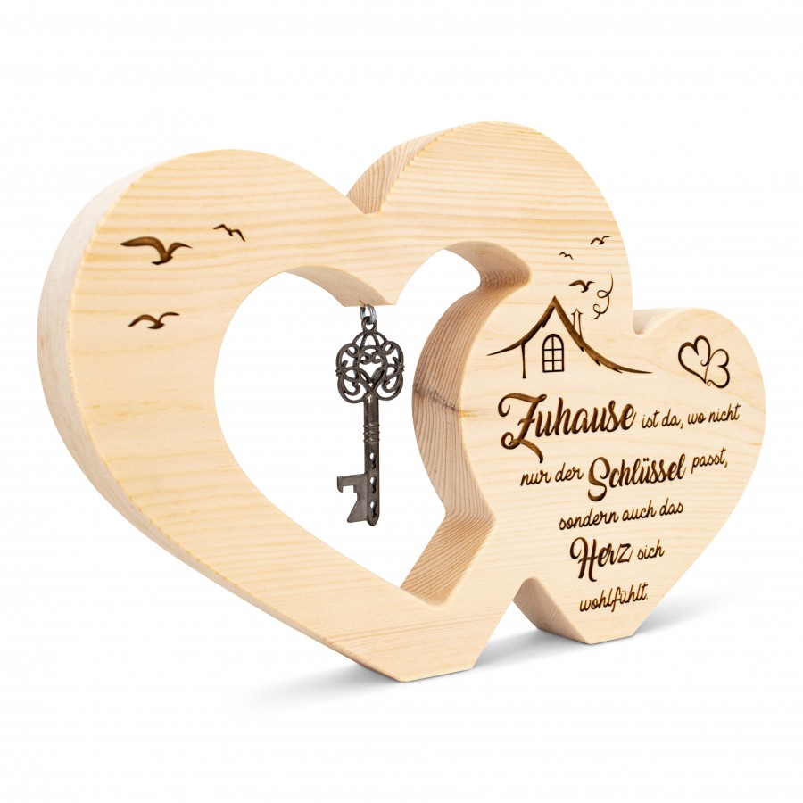 Zirbenherz mit Schlüssel Zuhause Zirbenherzen Holzdeko - Lasergravur - Holzgravur - Geschenk
