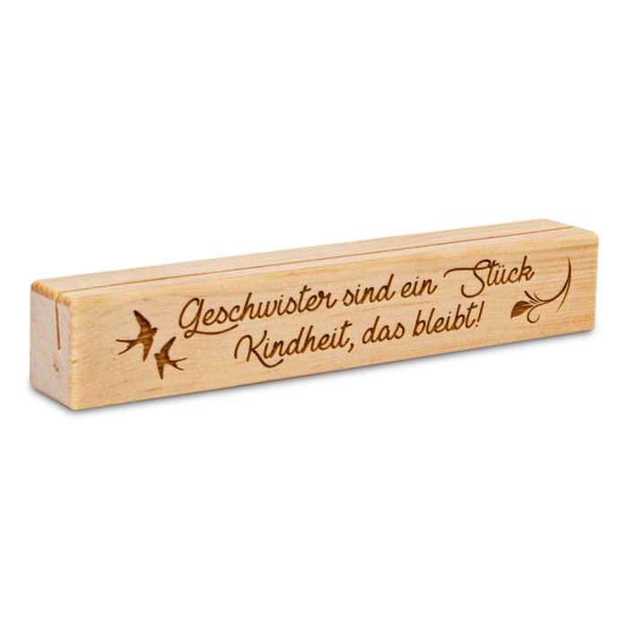 Fotoaufsteller Geschwister Wohnen Holzdeko - Lasergravur - Holzgravur - Geschenk