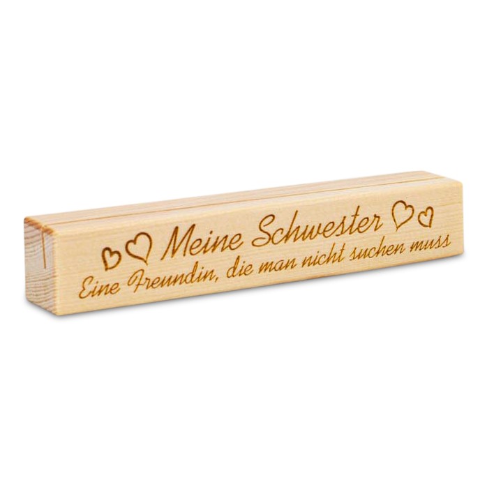 Fotoaufsteller Meine Schwester Wohnen Holzdeko - Lasergravur - Holzgravur - Geschenk