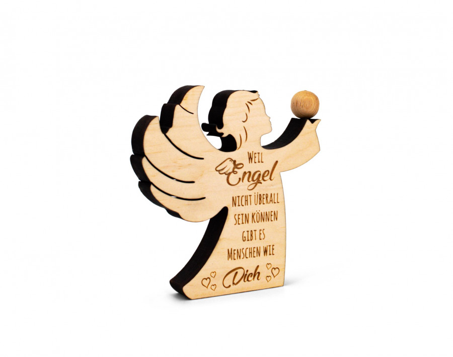 Kleiner Zirbenengel Weil Engel nicht überall... Zirbendeko Holzdeko - Lasergravur - Holzgravur - Geschenk