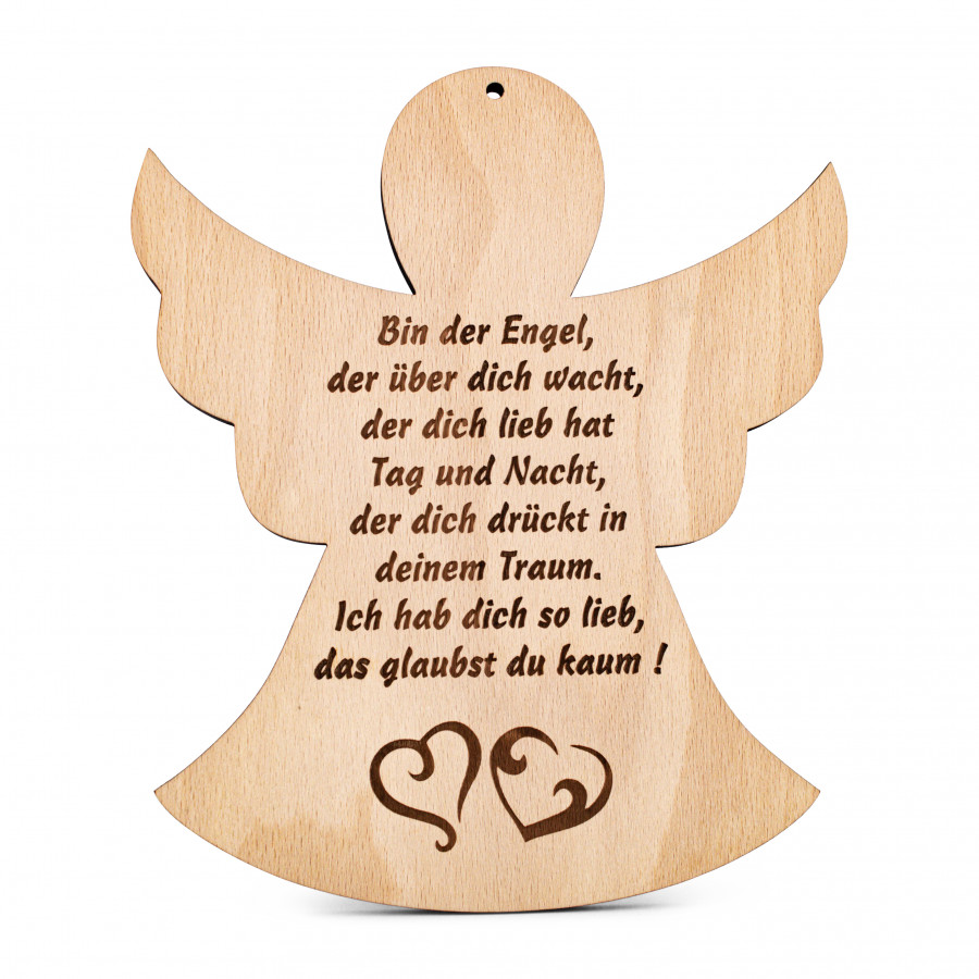 Engel aus Buchenholz Wohnen Holzdeko - Lasergravur - Holzgravur - Geschenk